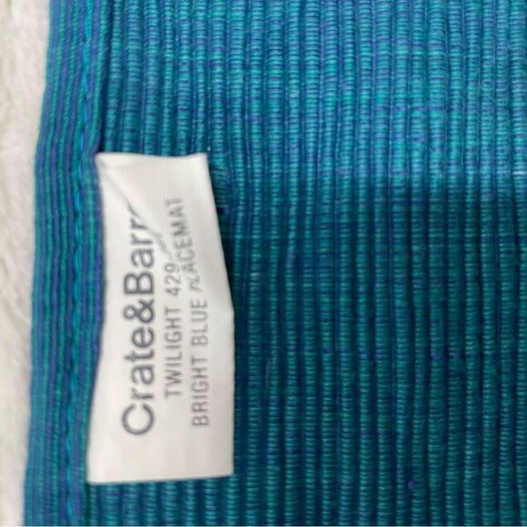 Crate & Barrel twilight blue royal teal woven placemat set of 4 reversible - Picture 6 of 6
